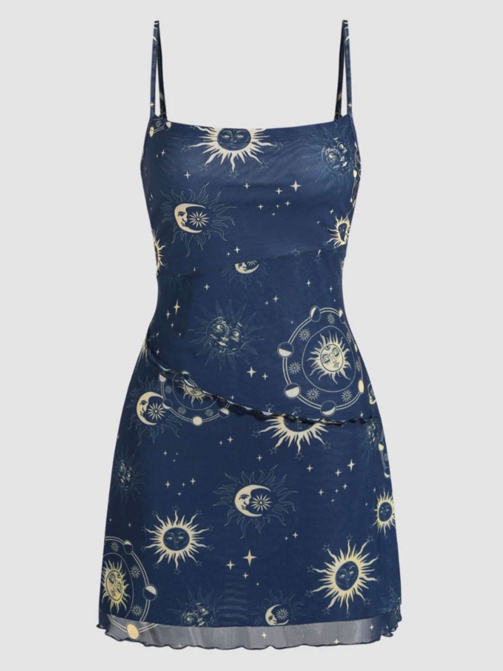 MOON & SUN MESH SQUARE NECK MINI DRESS